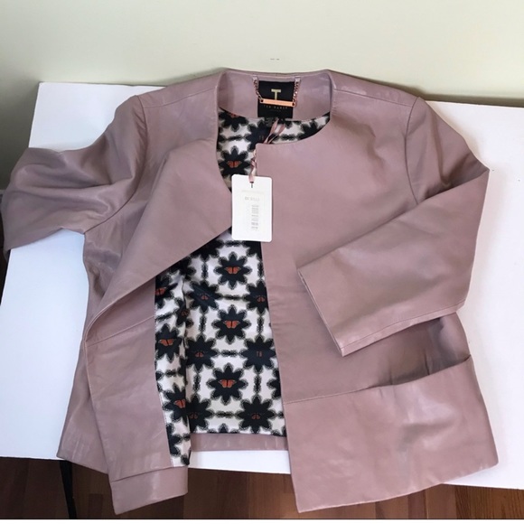 Ted Baker Morisr NEW Crop Leather Jacket Pockets - Picture 7 of 8